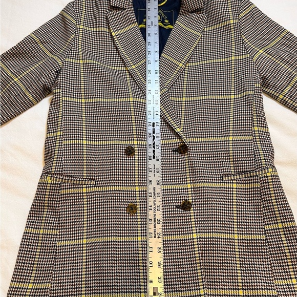 Scotch & Soda Plaid Double Breasted Blazer Brown Yellow Women’s Small NWOT - Picture 5 of 9